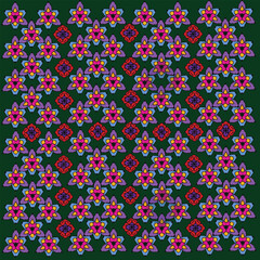 Green background, seamless floral pattern
