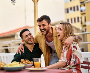 urban roof enjoying sitting male cafe restaurant leisure table friendship boyfriend flirting girlfriend romance dating date meeting girl two romantic conversation casual