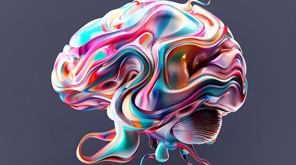 Abstract colorful brain illustration with psychedelic style.