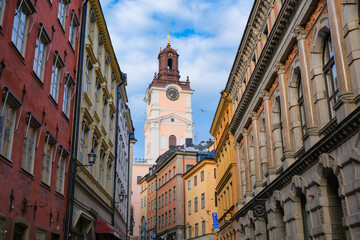 スウェーデン ストックホルムの旧市街、ガムラスタンの街並み