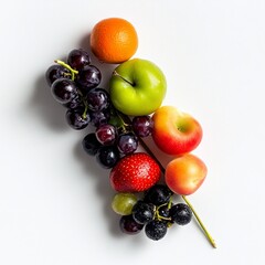 Ripe juicy fruits in basket isolated on white background