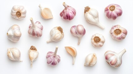 Fototapeta premium Garlic Bulbs Flat Lay