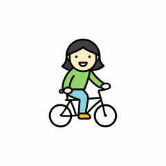 Fototapeta premium Girl riding a bicycle, looking happy and free