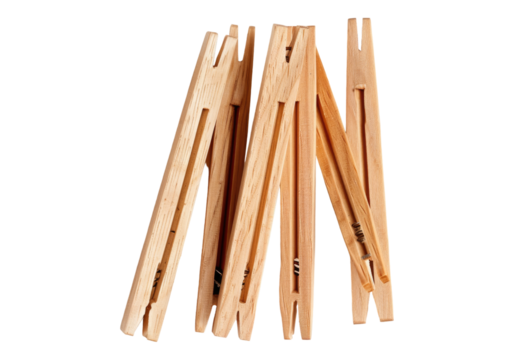 wooden pegs isolated on transparent background.
