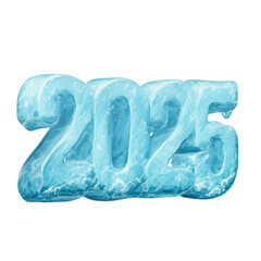 3d ice 2025 happy new year on Isolated transparent background png. generated with AI