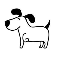 Cute dog  Doodle Outline Cartoon 