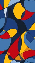 Abstract background with blue, yellow and red geometric shapes.
