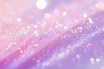 A soft pastel pink and lilac background with an ethereal, iridescent glitter effect that shines under the light. 