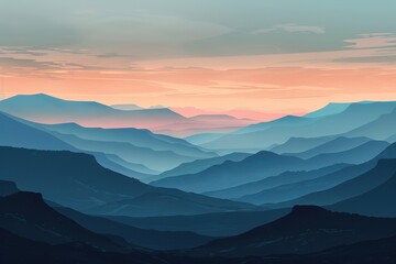 Fototapeta premium Serene Mountain Range at Dusk with a Pink Sky