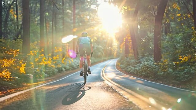 Male biker who is actively riding a bike on a mountain
