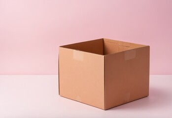 Obraz premium Model cardboard box, cardboard box on pastel color background copy space background