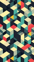Obraz premium Abstract geometric pattern with cubes and vibrant colors.