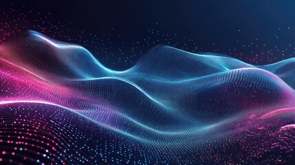 Fototapeta premium High-tech abstract background with digital wavy lines and futuristic elements