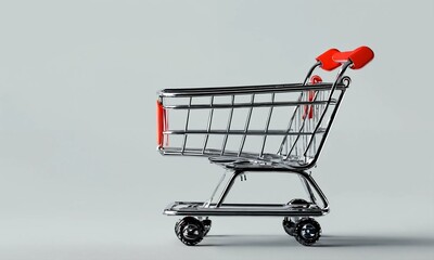 Shopping cart full of household goods, black friday concept