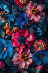 Obraz premium A detailed view of a mixed flower arrangement