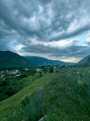 landscape with mountains and clouds