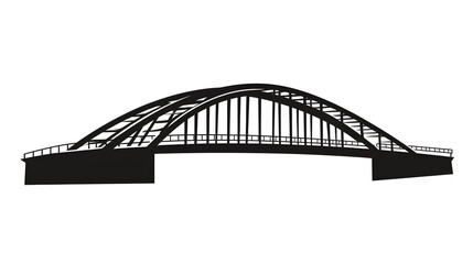 Obraz premium Black silhouette of Bridge illustration icon for logo, isolated on white background