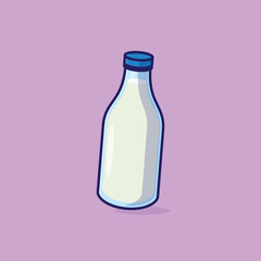 Simple bottle of fresh milk cartoon vector illustration Collection of drinks concept icon isolated