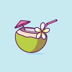 Simple Coconut drink cartoon vector illustration Collection of drinks concept icon isolated