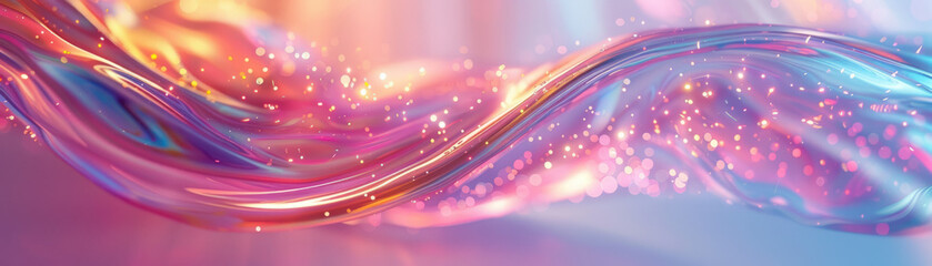 Fototapeta premium Abstract background, A striking translucent and iridescent swirling shape glimmers at the center of the image, surrounded by a subtle pastel background that complements the central