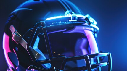 A football helmet with a neon light on it
