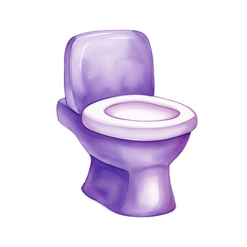 recommend clip art: Purple cartoon toilet illustration on white background. Ideal for bathroom, plumbing, and sanitation-related designs and concepts.