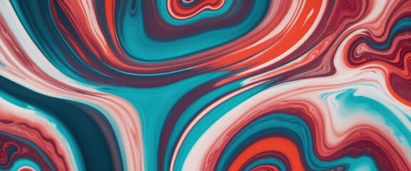 Fototapeta premium Luxurious marbling Maroon, paint swirls in beautiful teal and orange colors abstract background with waves