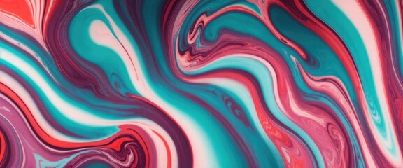 Obraz premium Luxurious marbling Maroon, paint swirls in beautiful teal and orange colors abstract background with waves