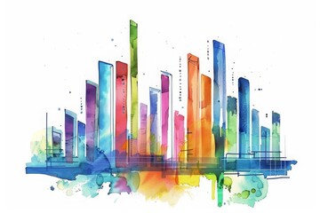 Obraz premium Business workshop on market trends, watercolor style, strategic insights
