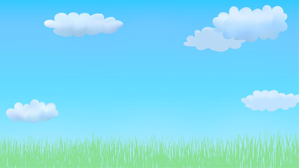 草原と青空の背景イラスト素材16：9