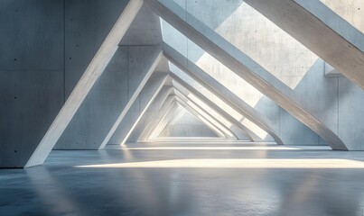 3d render of abstract futuristic architecture with empty concrete floor. Scene for car presentation, Generative AI