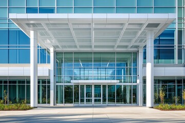 the modern medical building main entrance brick corporation facility medicals corporate medic