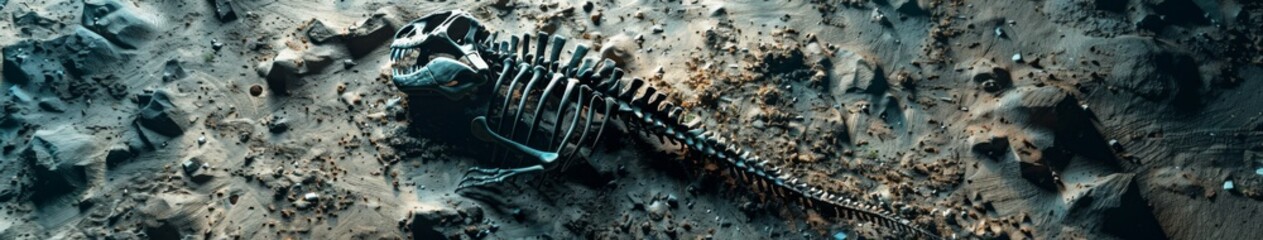 Fototapeta premium Unearthing the Past: A Dinosaur Skeleton Excavation Adventure Unveiling the Wonders of Paleontological Discovery on a Construction Site