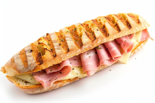 panini jambon fromage, sandwich toast&eacute;, isol&eacute; sur fond blanc, ia g&eacute;n&eacute;rative