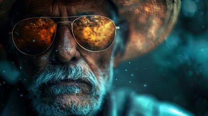Elderly Man with Hat and Sunglasses