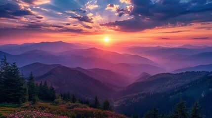 Obraz premium Sunrise in the Mountains