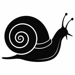 Silhouette Vector Snail, Black and White Snail isolated illustration, white background