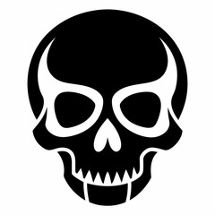 Silhouette Vector Skull, Skull Black and white illustration of Halloween 