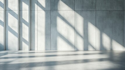 Obraz premium Abstract of architecture space with rhythm of circle concrete block and light and shadow of the sun,3D render, Generative AI