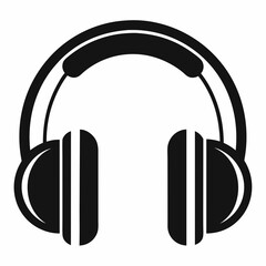 Silhouette Vector Headphone, Black and white Headphone illustration