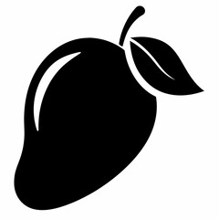 Silhouette Vector Mango, Black and white Mango illustration © BADIP
