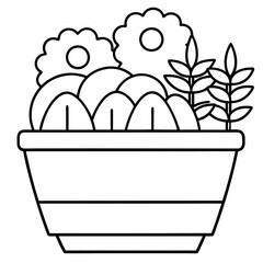 House Plant Coloring Page for Adults ball Art vector illustration
