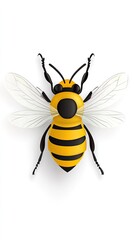 Close-Up View of a 3D Rendered Bee With Yellow and Black Stripes