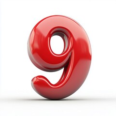 Shiny Red Number Nine in 3D Design