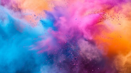 Fototapeta premium Abstract explosion of colored powder on a black background closeup