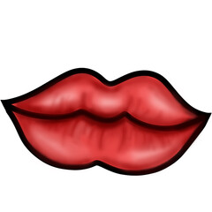 Mouth, facial organs placed on a white background