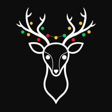 recommend clip art: christmas lights in christmas deer logo outline vector illustration
