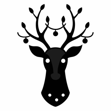 recommend clip art: christmas lights in christmas deer logo outline vector illustration