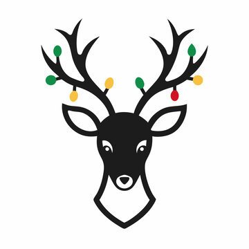 recommend clip art: christmas lights in christmas deer logo outline vector illustration