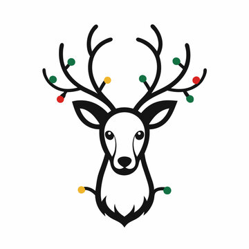 recommend clip art: christmas lights in christmas deer logo outline vector illustration